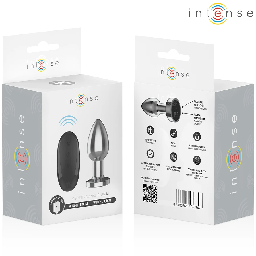 INTENSE - PLUG ANALE 10 VIBRAZIONI METALLO CON TELECOMANDO M